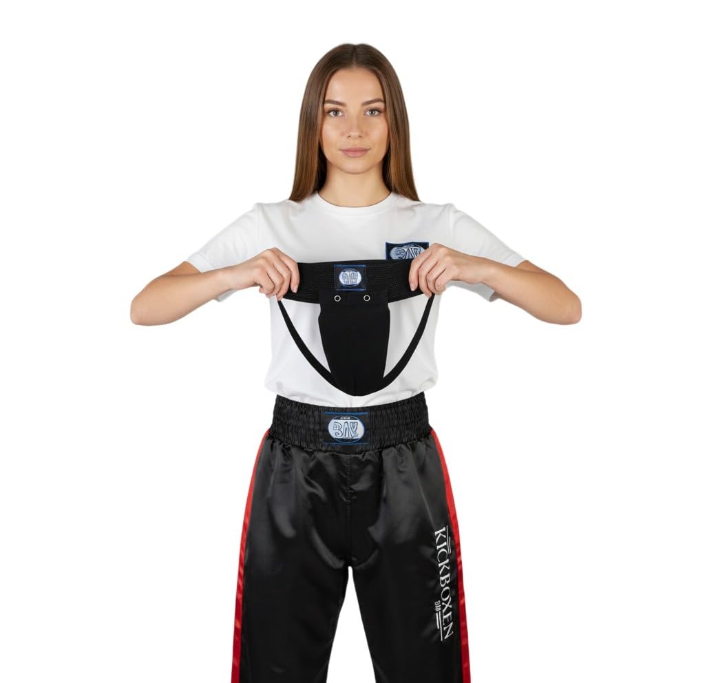 BAY Damen Tiefschutz 3-Option Soft Frauen Kinder Lady schwarz Tiefschützer Unterleibschutz Unterleibsschutz Suspensorium Kampfsport Kickboxen Muay Thai Thaiboxen Taekwondo Handball Erwachsene Kids