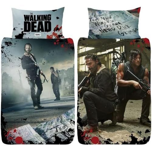 The Walking Dead New World Housse de Couette réversible Double Face avec taie d'oreiller Assortie...