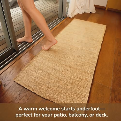 Tapete corredor trenzado de yute natural 2x5 miniatura 4