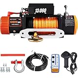 VEVOR ATV UTV Winch Kit Truck Winch 13000LBS 12V Electric Winch with 24m/78FT Synthetic Rope, Black...