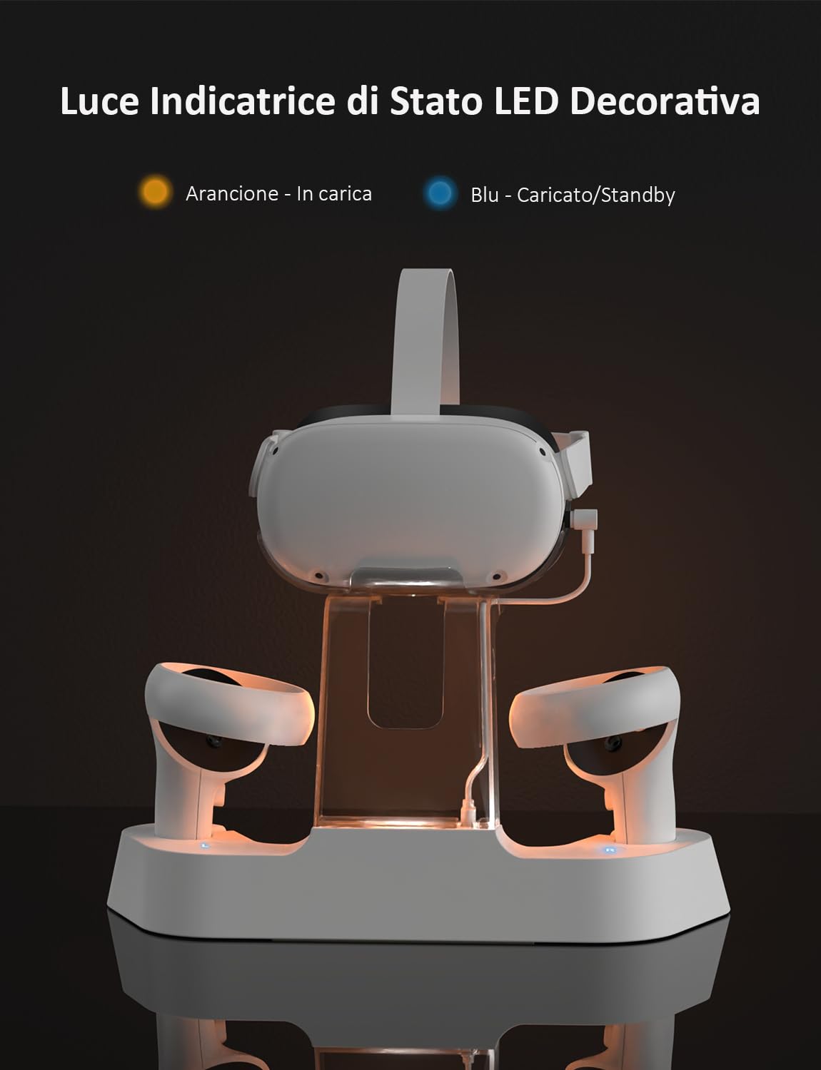 NexiGo della Ricarica Dock per Oculus Quest 2, Supporto per Display per Cuffie e Supporto per Controller, 2 Batterie Ricaricabili, Cavo Magnetico