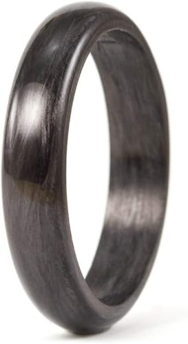 Miniatura 2 de Anillo redondo de fibra de carbono para mujer. Anillo de boda negro único e industrial. Resistente al agua, muy duradero e hipoalergénico. (00122_4N)