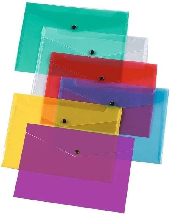 G4GADGET File Folders A4 Plastic Wallets Documents School Office Stationary Paper Filing (Pack of 5)