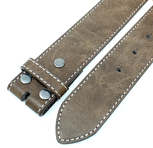 BC Belts Leather Belt Strap with Vintage Distressed Texture and White Stitching 1.5" Wide with Snaps4