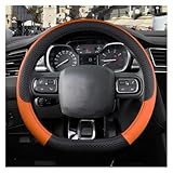 SRQORT Couvre Volant Housse De Volant De Voiture en Cuir PU Antidérapant, 9 Couleurs pour Citroen C3/C3 pour Picasso pour Aircross pour Pluriel DS3 DS5 Housse Caches Volant(D Shape Orange)