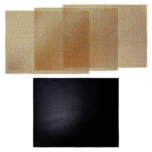 【hau`oli】 ハウオリ GRILL MESH MAT キッチン 便利用品 バーベキュー 網 平置き配送 くっつかない お手入れ簡単 再利用可 加工可 40cm×33cm 3枚set (ブラウン3枚+マット1枚)