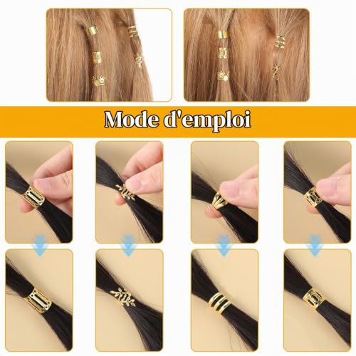 Cossaot 40 Pièces Or Bijou Cheveux, Hair Beads, Accessoire Cheveux – vue 5