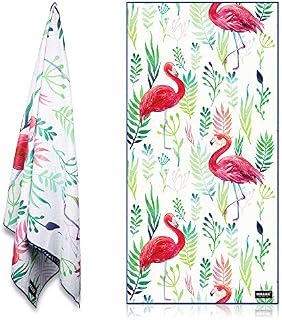 KOLLIEE Sand Free Beach Towels Flamingo Portable Colorful Compact Beach Towels Absorbent Pool