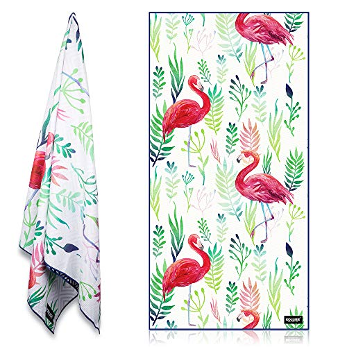 KOLLIEE Sand Free Beach Towels Flamingo Portable Colorful Compact Beach Towels Absorbent Pool