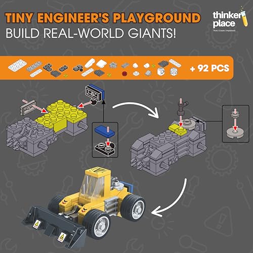 Image of STEM Construction Vehicle Building Blocks Set (92 Pcs) | DIY Bulldozerr Toy for Kids 7+ Years (Boys & Girls) | Educational Engineering Toy | Creativity & Problem Solving