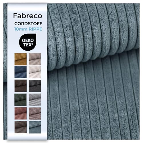 Fabreco - CORDSTOFF Polsterstoff Meterware - Stoff Meterware (100cm x 142cm) | 380 g/m2 | POSTON Dekostoff Breitcord - Polsterstoff Möbelstoff - Möbelstoffe: Cord Stoff für Sofa & Stühle (Türkis)
