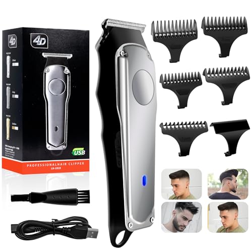 PHXCHAM Portable Hair Clippers, Silent Cordless Hair Trimmer, Mini Hair Cutting Kit with 5 Guide Combs, USB Rechargeable Home Haircut Clippers for Men Kids