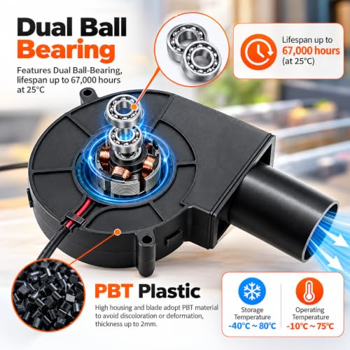 Image of 12V DC Blower Fan with Speed Controller Adapter |DC 12V - 0.60A Brushless Motor Kit With Dual Ball Bearing Smooth Running Air Blower Kit for DIY Cooling | Ventilation & Exhaust Projects