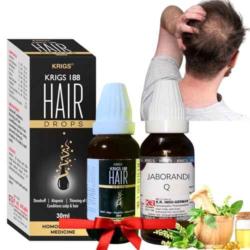 Image of KRIG'S 188 Hair Drops Homeopathic & KRIG'S Jaborandi Mother Tincture Orignal Herbal Extract 30ml COMBO PACK