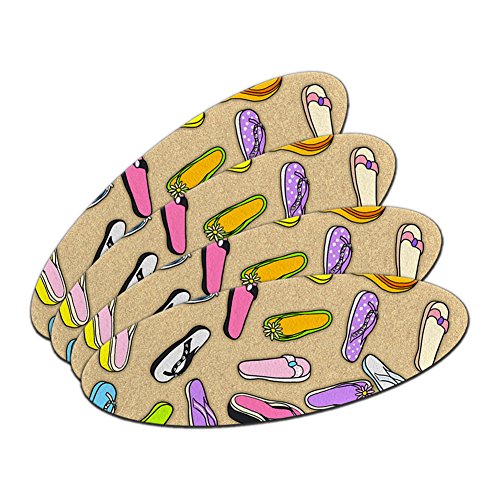 Sandals Flip Flops - Beach Sand Summer Tropical Island Vacation Oval Nail File Emery Board 4 Pack