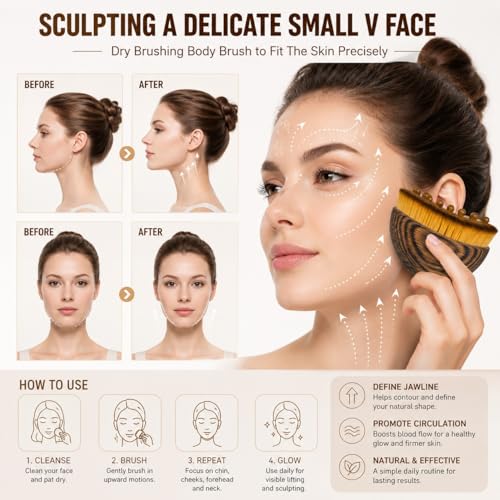 Image of TRICSTER Lymphatic Contour Face Brush - Facial Sculpting & Jawline Lifting Brush for Lymphatic Drainage, Anti-Puffiness Massage & Skin Tightening, Soft Bristles Beauty Tool with Storage Case (Pack of 1)