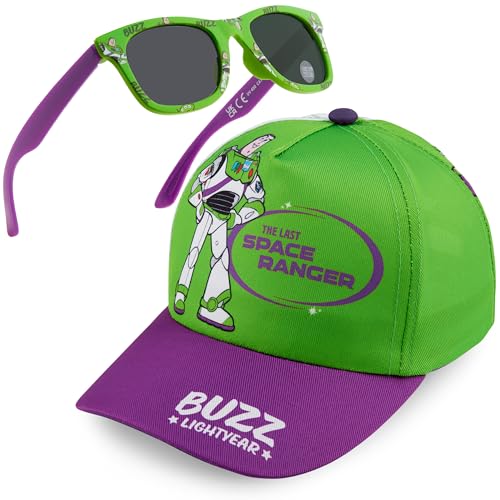 Get Trend Disney Toy Story Lunettes de Soleil Enfant et Casquette Baseball Chapeau et Lunettes UV400 Accessoires de Voyage d'Été (Vert/Violet Toy Story)