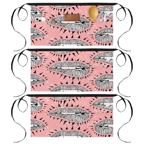 Tablier court de cuisine lot de 3 demi-tabliers avec poches pour restaurant et bar