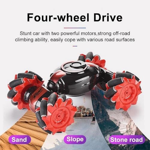 Image of MiniExplorer Hand Gesture Sensor RC Stunt Car 4x4WD | Double Sided Rotating Deformation Offroad Remote Control Car with Spray Smoke & LED Lights | 2.4GHz Control Monster Truck Toy for Boys 7-14 Years