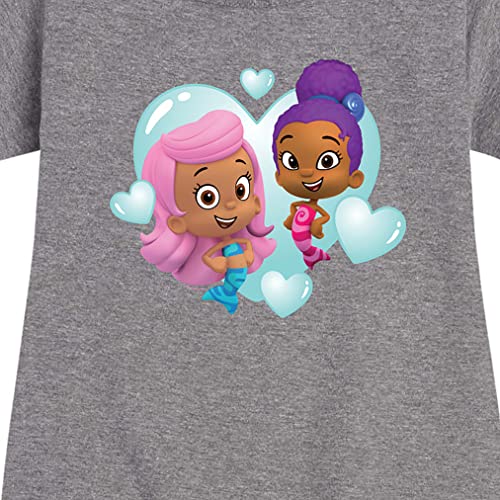 HYBRID APPAREL - Bubble Guppies - Molly and Zooli Heart Bubble Heart - Toddler and Youth Girls Fleece Dress - Size 2T Heather Grey3