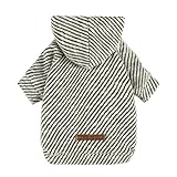 Fitwarm Sliver Striped Dog Hoodie, Doggy Winter Clothes for Small Dogs Boy Girl, Dog Sweatshirt with Hood, Lightweight Pet Hoodie, Silver, Black, Large