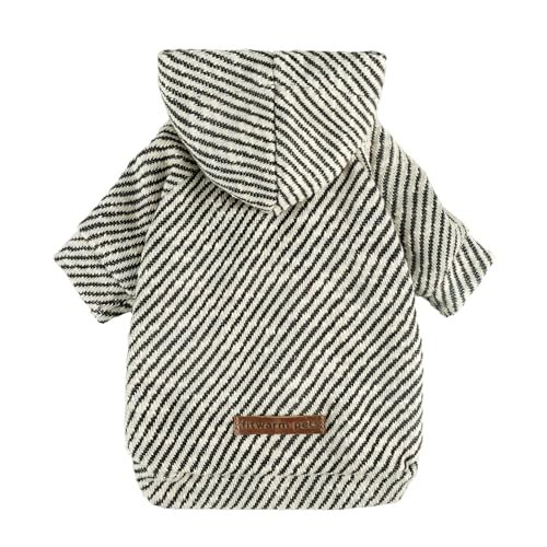 Fitwarm Sliver Striped Dog Hoodie, Doggy Winter Clothes for Small Dogs Boy Girl, Dog Sweatshirt with Hood, Lightweight Pet Hoodie, Silver, Black, XL