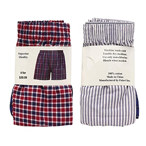 Falari 4-Pack Men's Boxer Underwear 100% Cotton Premium Quality3