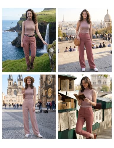 Image of v28 Women Sleeveless High Neck Turtleneck Stretchable Knit Sweater Top