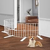 YORWHIN Short Puppy Gate - 17 Inch Height Dog Gate, Metal Free Standing Pet Gates, Expands Up to 48 Inches for Indoor/Outdoor, Step Over Pet Fence for Small Dogs