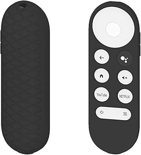 CAVLA Silicone Case for Google TV 4K 2020 Voice Remote, Silicone TV 2020 Voice Remote Protective Cover for 2020 Chromecast Voice Remote (Black)