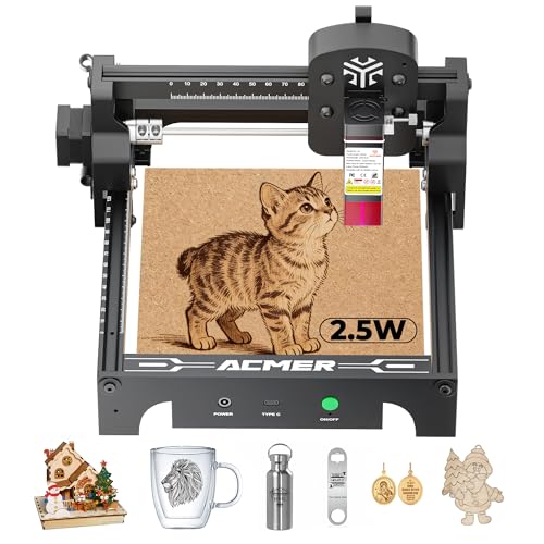 ACMER S1 Portable Laser Engraver Machine for Wood Metal Acrylic,2500mW/3500mW/6000mWDIY Engraving & Cutting Tool for Beginners, Jewelry, Crafts | LightBurn Compatible | 0.01mm Precision