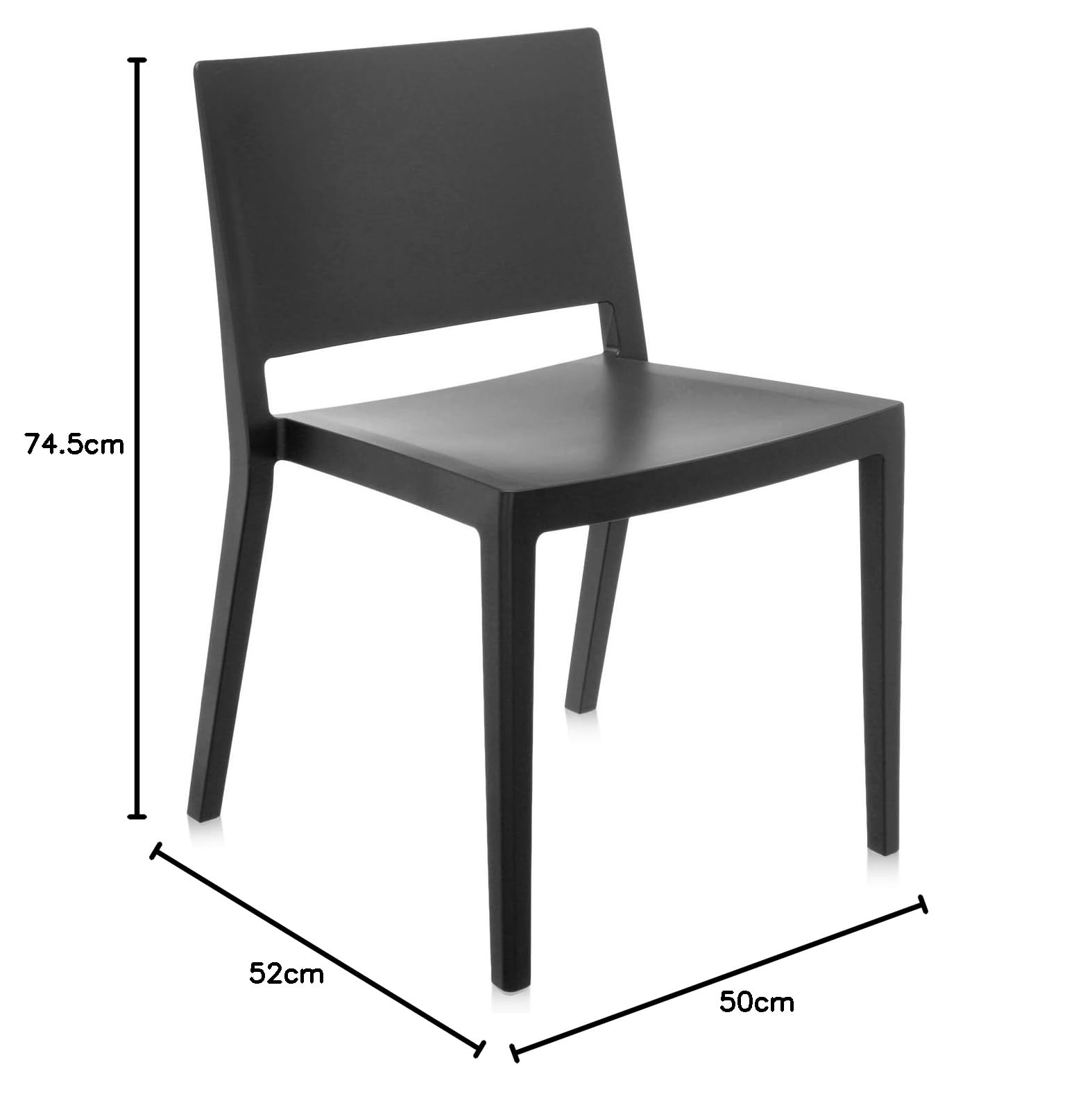 Kartell LIZZ MAT Chaise lot de 2, noir
