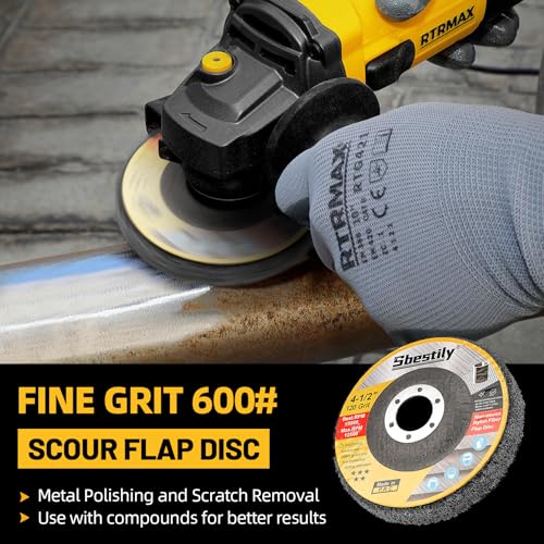 Sbestily SX45304 10Pcs 600 Grit Scour Flap Disc 4 1/2 Inch Fine Polishing Buffing Wheel For Metal Stainless Steel Angle Grinder Scouring Pads Scuff Sanding Discs Paint Rust Remover thumb #1