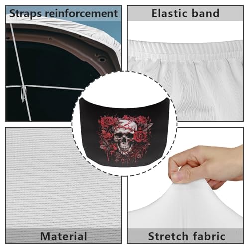 Image of Car Hood Cover, Car Hood Wrap Blanket Stretchable Waterproof Skull and Rose Automotive Outdoor Decorations for Compact SUV Sedans Trucks (59x39 Inch)
