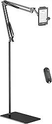 Kefotic Suporte de chão para leitura Kindle na cama com virador de página remoto, suporte de braço de tablet mãos livres para acessório Kindle, compatível com iPhone Paperwhite eReader Tablet de 4,5 a