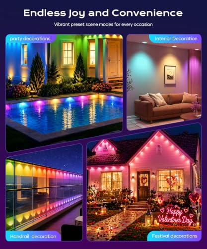 Ecoeve Permanent Outdoor Lights for House, 49ft Christmas RGB+IC Lights - image 6