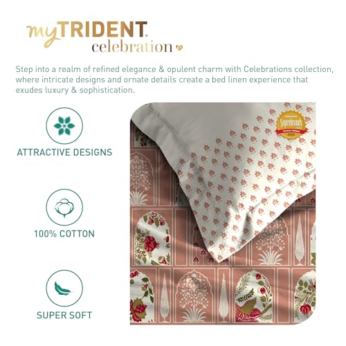 Image of MYTRIDENT Celebration Bedsheet Gifting Collection Double Size - Aangan Coral