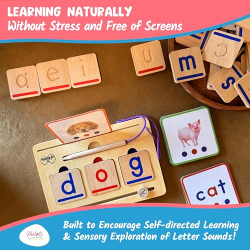 CVC Word Magic: Montessori Reading Game for Kindergarten Phonics Mastery, Learn to Read & Write 50 Sight Words for Toddlers 2-4 Years, Montessori Toy for 2+ Year Old, Letter Tracing Tiles, Flash Cards - Thumbnail 7
