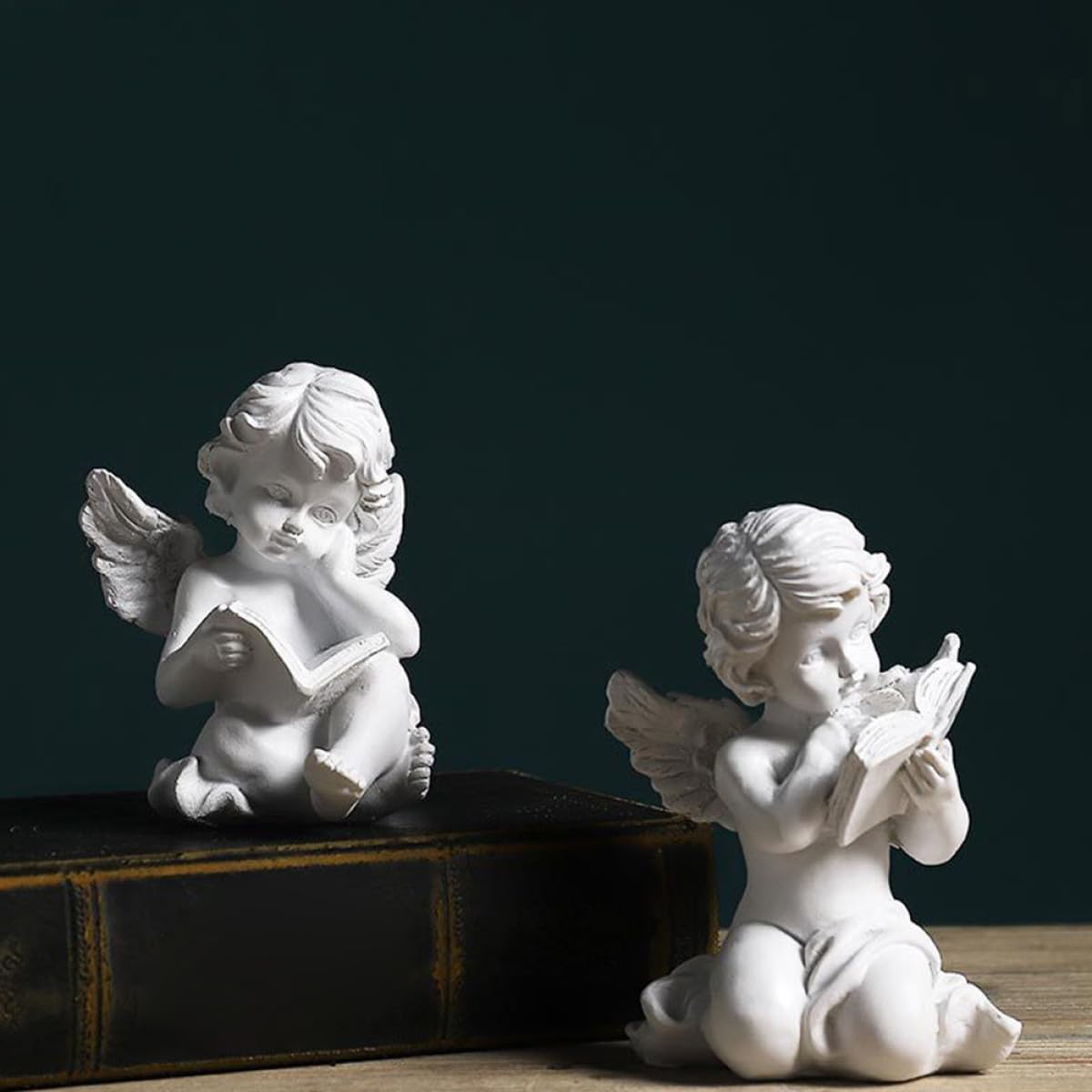 TOPBATHY 2pezzi Statua Angelo Decorativa in Statuetta Angelo Custode Elegante per Tavolo Artigianato Casa Unica