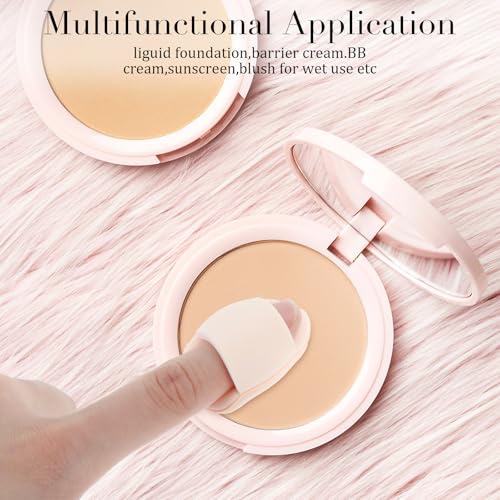 50 Stück Mini Puderquaste, Mehrfarbig Finger Puderquaste mit Fingerhalter, Trockene Nasse Weiche Mini Beauty Blender Gesicht Augen Kosmetik Werkzeug für Losen und Gepressten Puder Rouge Make-up