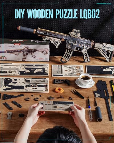 ROKR 3D Wooden Puzzles, DIY Assemble Toy with Rubber Band LQB02, Creative Gift for Teens and Adults - image 4