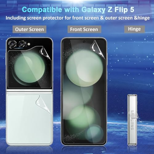 Image of Advanced HD+ Front & Back Unbreakable Hydrogel Screen Protector for Samsung Galaxy Z Flip 5 5G - Full 360 Mobile Protection with Easy Installation Kit (Anti-Scratch)