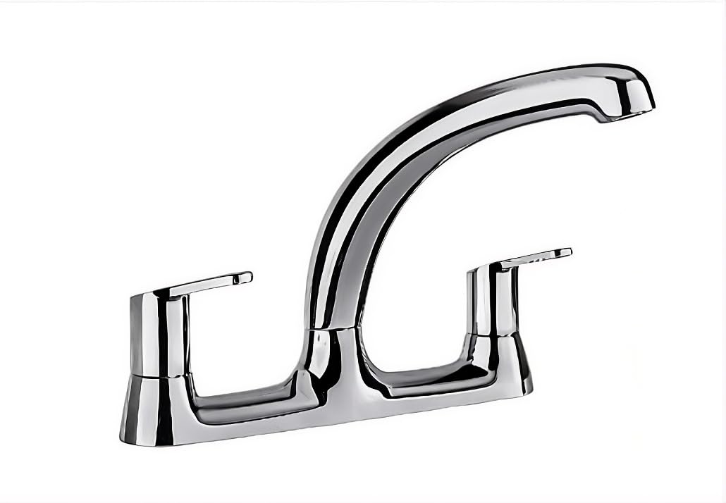 Deck Mixer with Twin levers Cygnus by Piralla - Dual Flow and Quarter Turn valves, Rust Free Resistant Chrome Finish