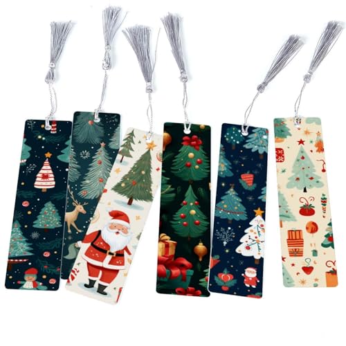 Marque-page arbre de Noël festif pour livre et cadeau de lecture lot de 6