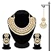 Aheli Faux Kundan Beads Strand Necklace Earrings Maang Tikka Bollywood Traditional Fashion Statement Jewelry Set Gift for Women (White)