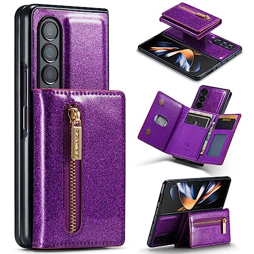 Housse Samsung Galaxy Z Fold 4 anti-choc avec porte-carte magnétique violet