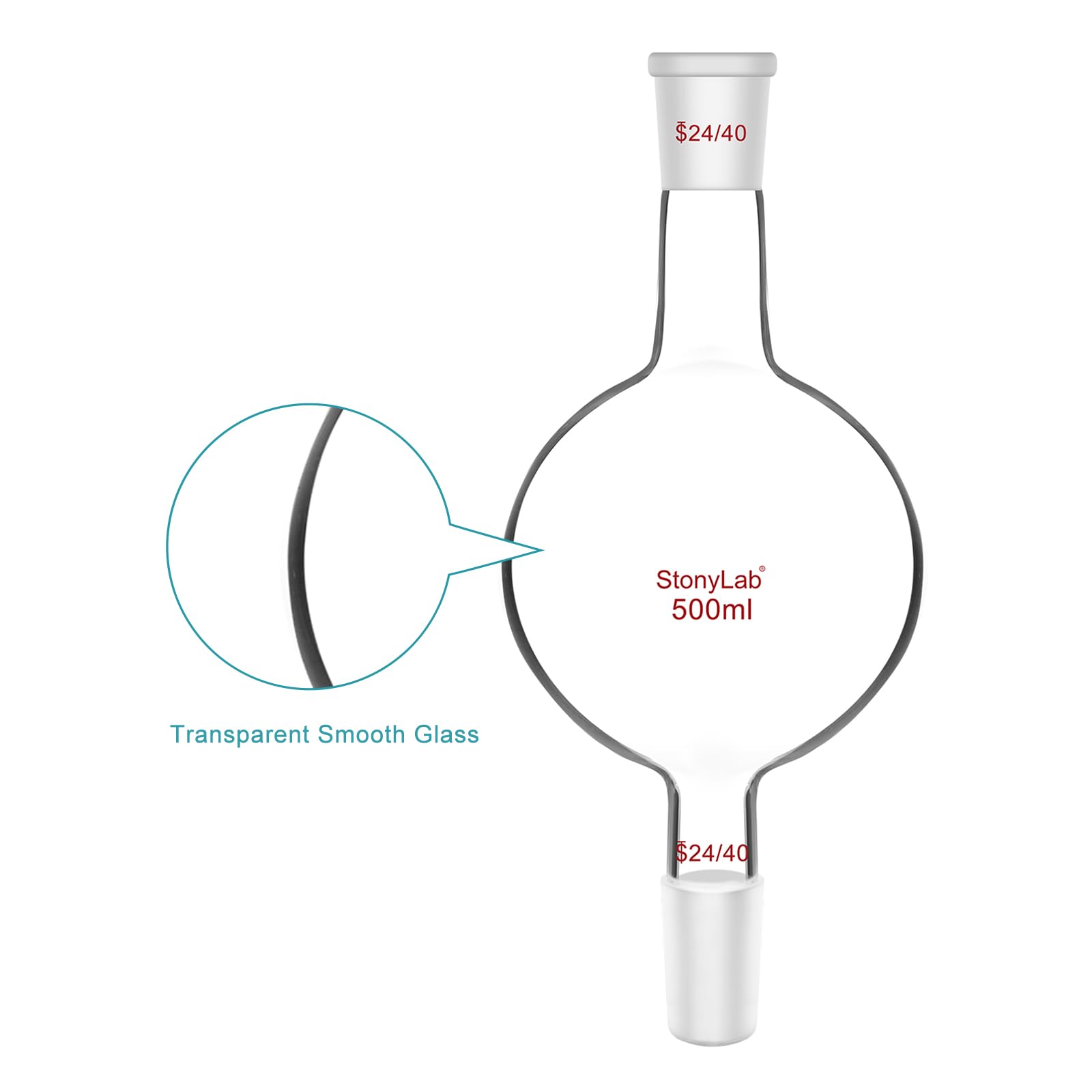 stonylab Serbatoio per Cromatografia in vetro, Chromatography Reservoir Serbatoio di Cromatografia in Vetro Borosilicato con Giunto Standard 24/40 per Laboratorio - 500 ml