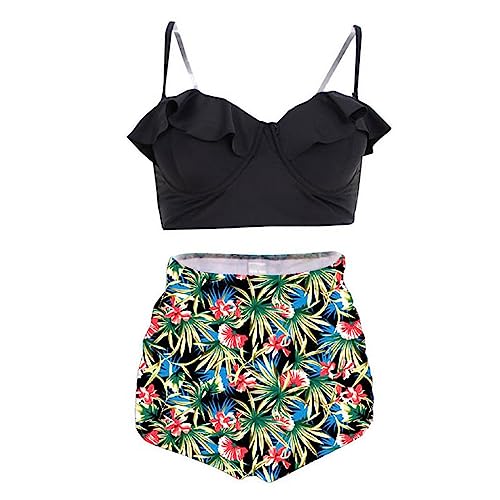 ZLBDYG Maiô plus size feminino plus size sexy malha estampada saia dividida duas peças biquíni maiô,