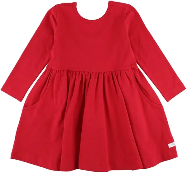 RuffleButts Red Knit Long Sleeve Twirl Dress - 3T