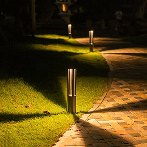 Partenopeautensili® Lampione a led lampioncino lampada illuminazione da esterno palo da giardino per sentieri moderno 15w (Nero 58,5 cm, Luce calda 3000K)